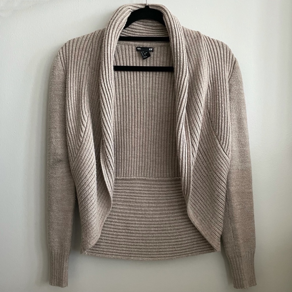 H&M BASIC Tan Open Knit Cardigan